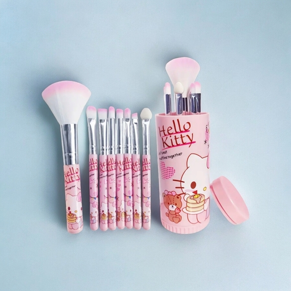 HELLO KITTY Professional 8pc Makeup Brush Set with Open & Close Rotating Case - Picture 12 of 14
